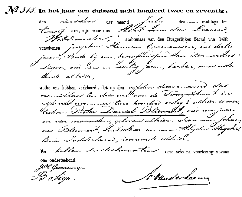 18720706 ovl akte 315 Pieter D zv J Bliemert - AM Sodderland